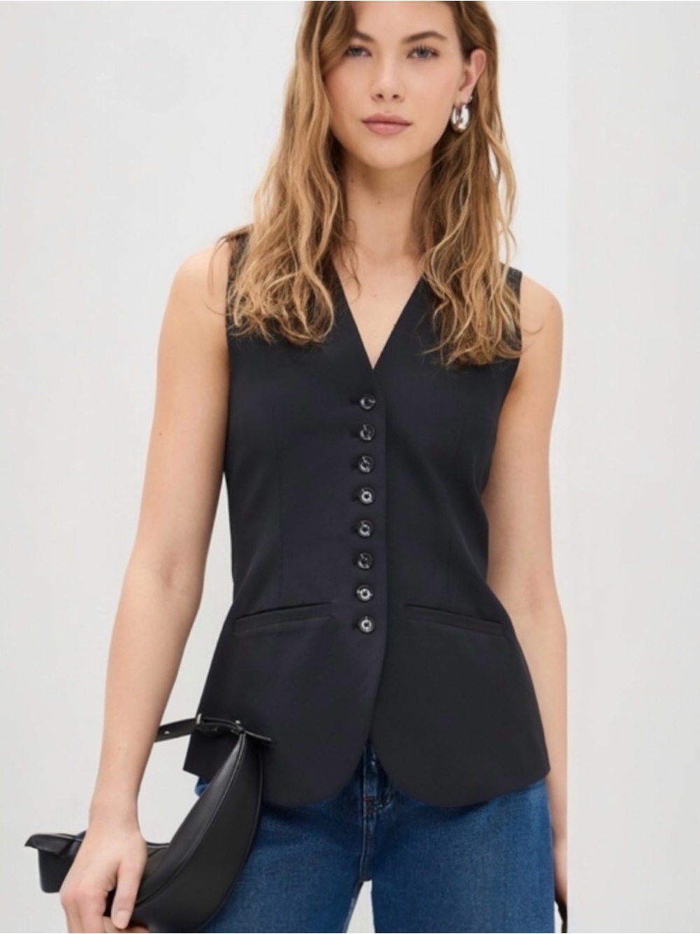 Cinq à Sept Kallen Crepe Cinched Fitted V Neck Sleeveless Vest Size 6 New